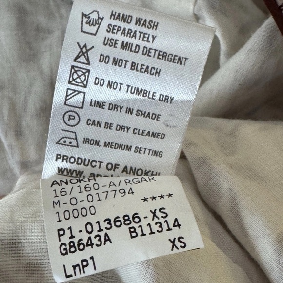 Anokhi Wrap Top Jacket Sz XS Lightweight Cotton Boho Natural Ivory Brown Floral - Picture 9 of 10